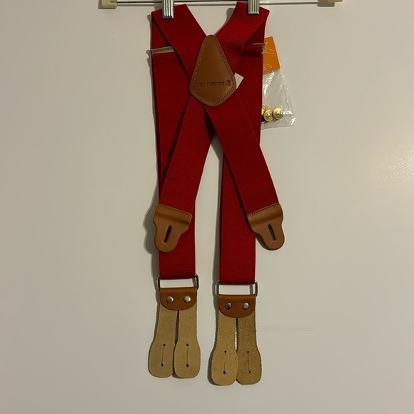 Carhartt 2 inch RED suspenders with buttons brand new with leather tabs HOLIDAY - Picture 3 of 5